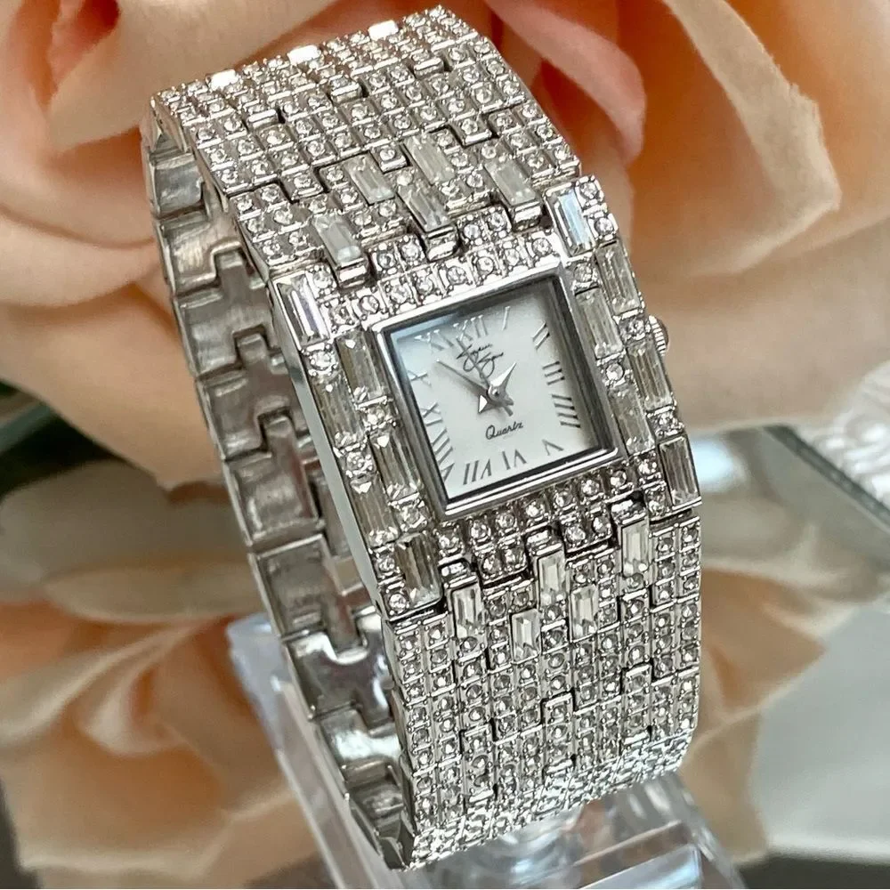Suzanne Somers Rhinestone Encrusted Glamourous Dress Watch